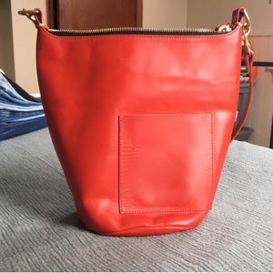 Clare V Petite Jeanne Bucket Bag in Cherry Red